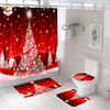 American Style Merry Christmas 4Pcs Shower Curtains Set High Quality Bathroom Shower Curtain Sets