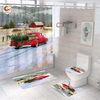 American Style Merry Christmas 4Pcs Shower Curtains Set High Quality Bathroom Shower Curtain Sets