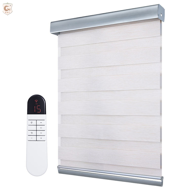 Manufacturer Motorized Zebra Blinds Thickened Imitation Linen Fabric Blackout Electric Zebra Blinds